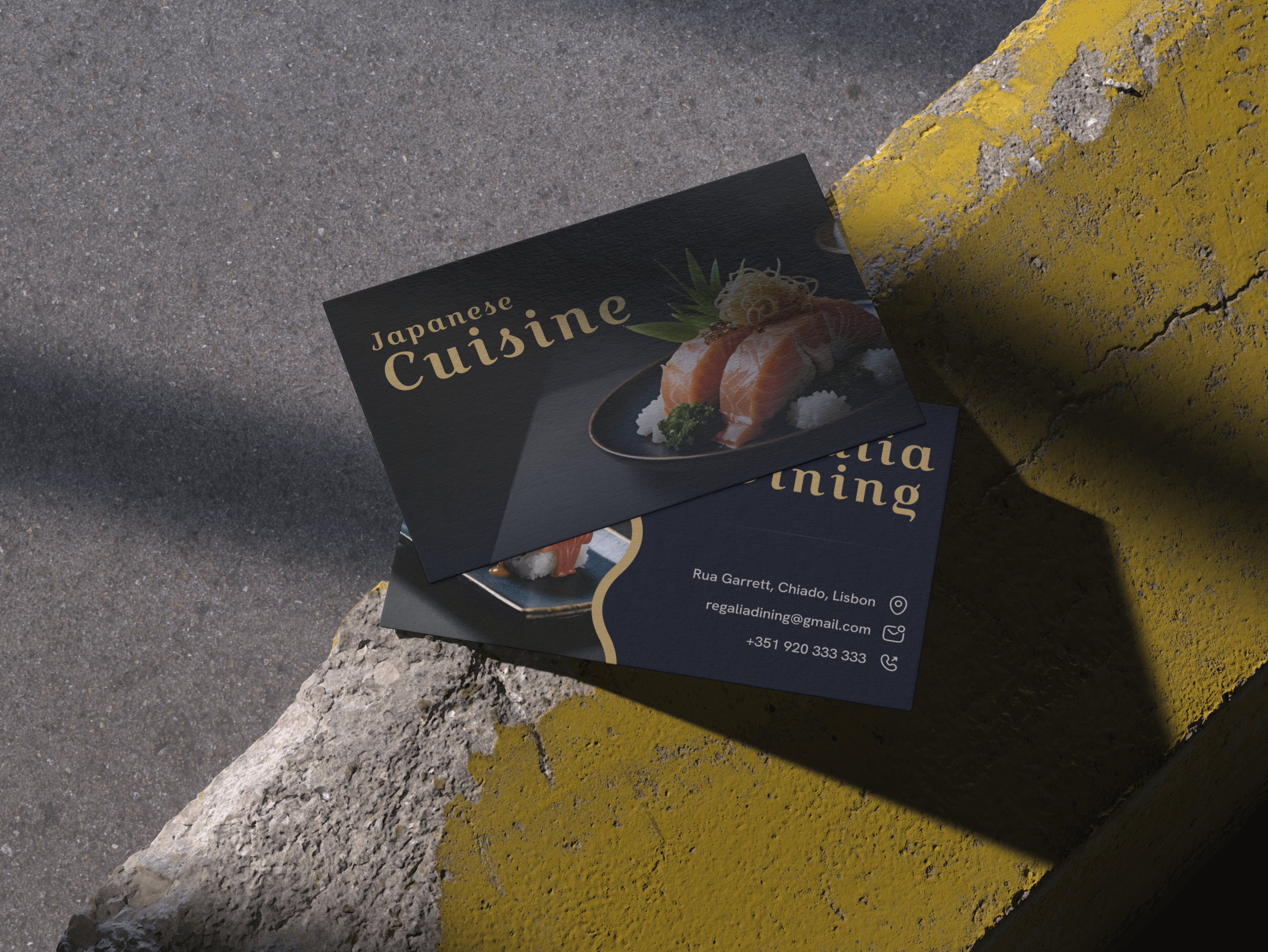 Regalia Dining business card - front and back